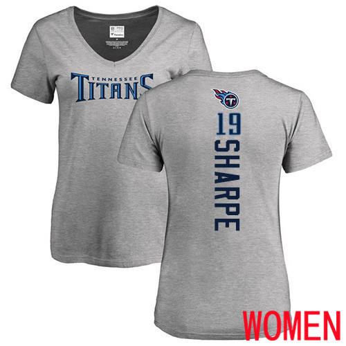 Tennessee Titans Ash Women Tajae Sharpe Backer NFL Football #19 T Shirt